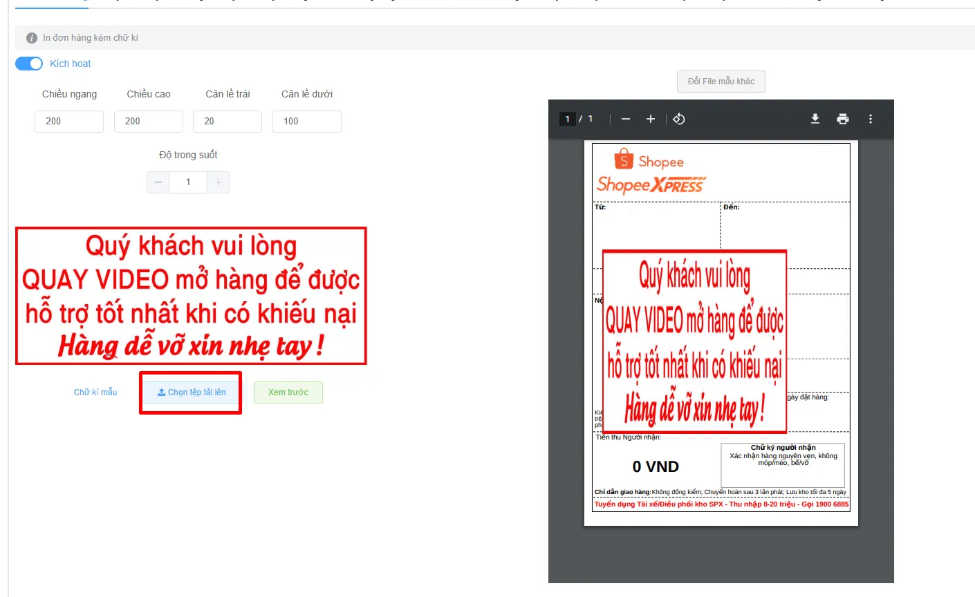 Tải lên file ảnh con dấu chữ ký từ máy tính