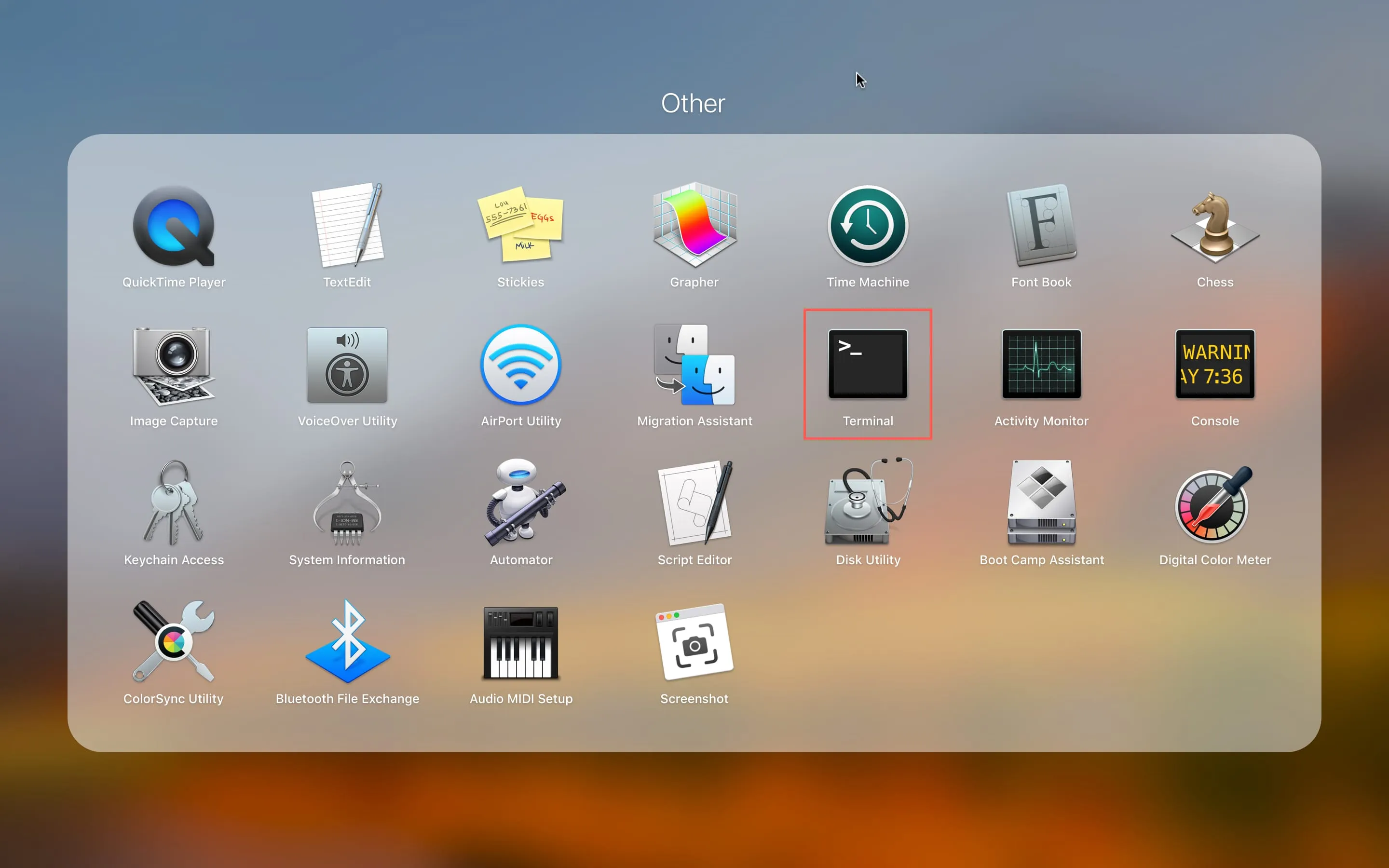 Mở ứng dụng dòng lệnh Terminal trên hệ điều hành macOS