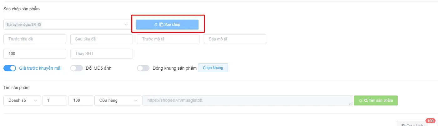 Nhấn Bắt đầu chạy để sao chép sản phẩm hàng loạt