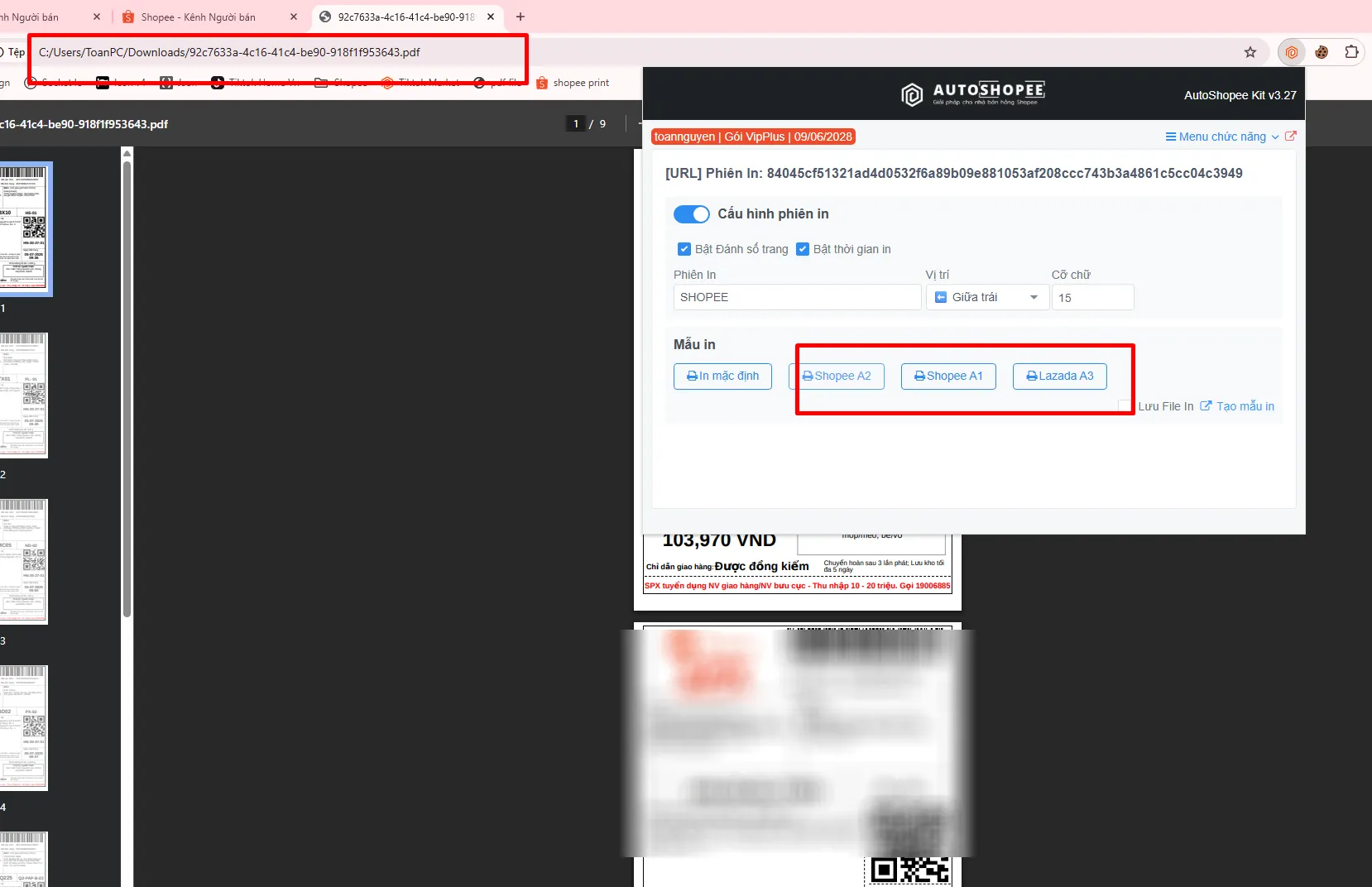 Mở file PDF cục bộ trên máy tính và in kèm mẫu con dấu qua tiện ích