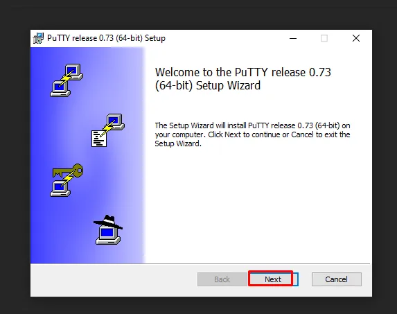 Cửa sổ cài đặt phần mềm PuTTY trên hệ điều hành Windows